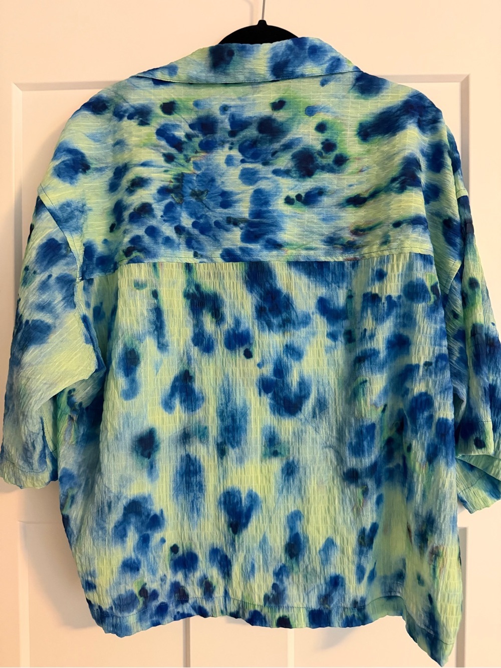 Zara Men’s Blue Green Abstract Tie Dye Camp Collar Shirt – Size S - Picture 2 of 3
